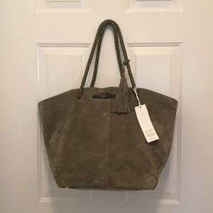 NWT Neely And Chloe Olive Suede Large Tote.